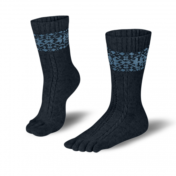 Obrázok pre KNITIDO ponožky Merino Cashmire Snowflakes anthracite/light blue 