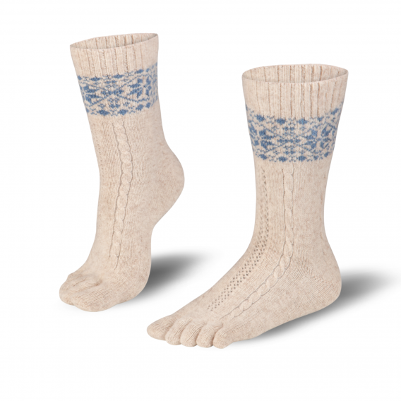 Obrázok pre KNITIDO ponožky Merino Cashmire Snowflakes beige/blau